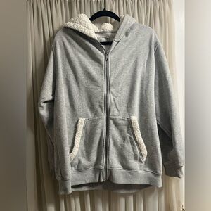 Gray aerie zip up with Sherpa hood